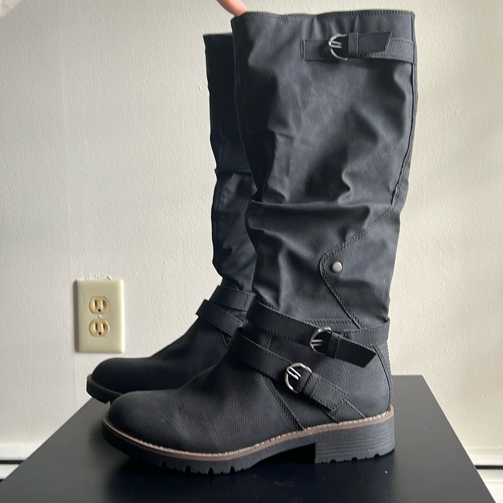 Never worn, brand new Sun + Stone black boots. Women’s 9.5 black